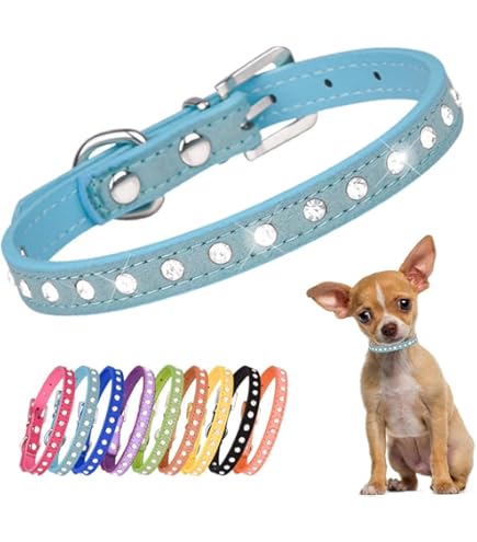 Haoyueer Strass Hundehalsband Mit Blumen-Design – Verstellbar, Aus PU-Leder, In Größen S/M/L, In Gelb & Anderen Farben