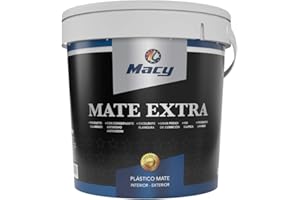 Macy Pintura Plástica Mate Extra para Interior y Exterior con Conservante Antimoho y Certificado CE. 8 Litros. Color Blanco