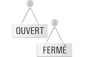 OFFORM DESIGN Panneau Recto-Verso Ouvert Fermé en Mélamine blanc + Ventouse | 175x65 mm | No.31207-WS