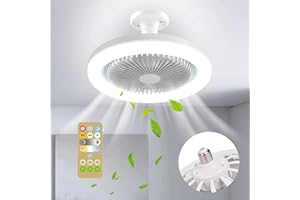 CONBLOM 30W Deckenventilator mit Beleuchtung Lampe E27 Konverter Basis mit Fernbedienung für Schlafzimmer Living Home Silent 3 Geschwindigkeiten 3 Farbe dimmbar