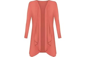 CRAZY FASHION Ladies Hanky Hem Jersey Open Waterfall Boyfriend Women Plus Size Cardigan Top Full Long Sleeve Floaty Duster Jacket Coat Blazer UK