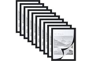 FOSHISY Magnetic Sign Holder 10 Pack, A4 Magnetic Wall Mount Self Adhesive Display Frames, Plastic Clear Document Frame (Black, A4, 10 Pack)