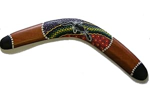 One World is Enough Decorative Aboriginal Style Dot Painted Wooden Boomerang - 40 cm - Fair Trade