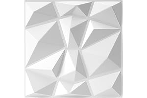 Trafagala Decorative 3D Wall Panels in Diamond Design, 11.8"x11.8" Matt White for Home and Office Decor (10 Pack)