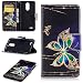 Produktbild LG K8 2017 Hülle Leder Flip Case Schmetterling Muster, LG K8 2017 Lederhülle Protective Cover Ledertasche Handyhülle Wallet Brieftasche Tasche Schutzhülle mit Kartenfach Standfunktion, Gold