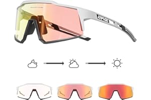 KAPVOE Photochromatische Selbsttönend Fahrradbrille TR90 Rahmen für Herren Damen Klar Sportsonnenbrille Sport Radfahren MTB Radbrille Sportbrille Fahren Baseball Laufen