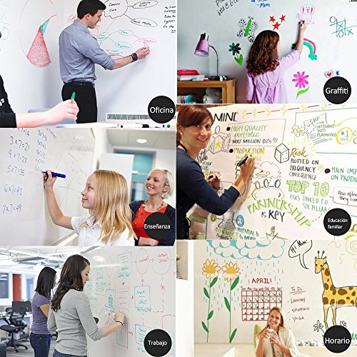 efluky Pizarra blanca adhesiva  45 x 200 cm  para hogar y oficina  Blanca 