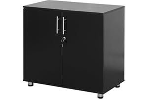 MMT Furniture Designs - Armario de oficina con 2 puertas y cerradura (73 cm de altura), color negro