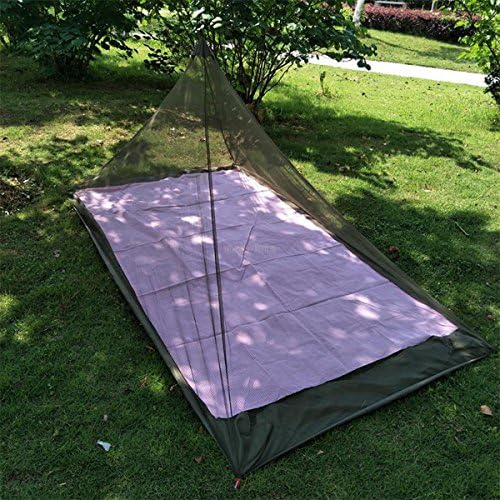 Aissimio Camping Bed Triangle Hanging Mosquito Fly Single Bed Protection Net Compact and Lightweight Ideal for Travelling, Walking & Camping ArmyGreen 240 * 94 *135cm