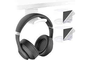 HomeMount Universal Kopfhörerhalter - Unter-Schreibtisch Montage, Selbstklebender Gaming-Kopfhörerständer, Platzsparend & rutschfest (weiß-2P)