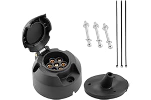 SPARKMOTO 7 polige Anhänger Steckdose,mit Wasserfester Dichtung, nach ISO 1724,12V Wasserdicht Anhänger 7 polige Steckdose,7 polige Anhängerdose,WohnwagenPKW LKW Auto 7 polig Steckdose,AHK Steckdose