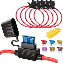 Lot De 2 Connecteurs Porte-Fusibles Voiture 32V 20A 16 AWG - Avec 4 Fusibles 20A ATM/APM, Câble 23cm Robuste