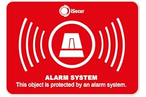 EASYDRUCK24DE easydruck24 6 Pieces Sticker Alarm, iSecur, Alarm-Proof, 5x3,5cm, Art. HIN_241, Information on Alarm System, Exterior for Windows, House, Car, Truck, Construction Equipment (English)