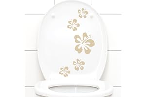 Grandora Klodeckel Aufkleber Hibiskusblüten I beige 5er Kreativset I Bad Blüten Blumen Hibiskus Aufkleber Wandaufkleber Wandsticker W916