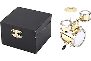 LIEBEWH Ensemble de Batterie Miniature Réplique D'instrument de Musique Miniature Ornement de Tambour en Laiton avec Boîte pour Batteur