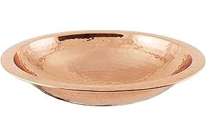 Achla Designs 201-9904 Hammered Bowl with Rim Birdbath, Polished Copper Plated