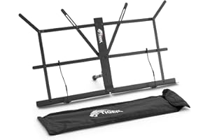 TIGER MUS25-BK Desktop Sheet Music Stand - Collapsible Tabletop Music Stand with Carry Bag - Black