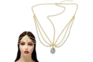 FBTOPNUM Boho Layered Head Kette Gold Perle Anhänger Kopfschmuck Vintage Quaste Festival Haarschmuck Braut Hochzeit Haarkette Schmuck für Frauen und Mädchen