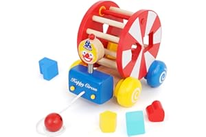 ARK MIIDO Pull Along Toys for 1 Year Olds, Wooden Pull Along Toy, Early Educational Toy, Toddler Toys Birthday Gifts for 1 2 3 Year Old Boy Girls