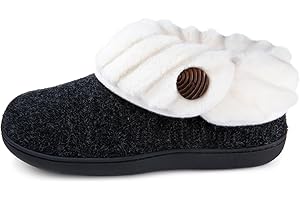 Wishcotton Women's Comfy Fuzzy Felt Memory Foam Slippers, Ladies' Closed Back House Shoes with Nonslip Rubber Sole
