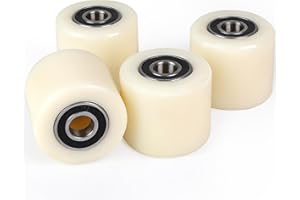 SWAWIS 4 Ruedas para Montacargas de Nylon 80x70 mm con Eje 20 mm y Rodamientos Soporte 500 kg Kit de Reemplazo para Carretillas Elevadoras