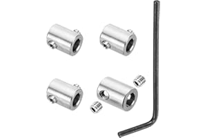 PATIKIL 4mm Hole Wire Rope Clips Set, 4 Set 304 Stainless Steel Double Holes Lock Cable Clamps Clip with M4 Hexagon Screws Spanner for Cable Fitting, Silver 8x10mm