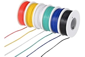 TUOFENG - Kit di cavi elettrici in PVC da 22 AWG, 6 bobine colorate da 9 metri, filo di rame stagnato da 22 gauge, kit per il fai da te