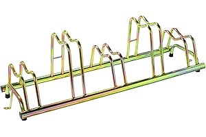 ANDRYS Porte-vélos au sol 5 places, galvanisé à l'or tropical, avec capuchons et pattes de fixation au sol. système de stationnement vélo haut et bas et permet de positionner n. 5 vélos.