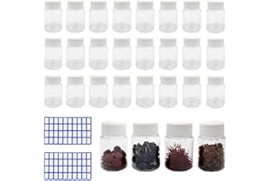BuxiuGK 30 Piezas Botellas Plastico 30ml,Botes de Plastico Transparente con Blanco Tapones de Rosca y 2 Etiquetas(80 pegatinas) para Cosméticos,Acampadas,Viajes,Champú