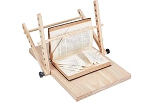BENECREAT Support de Livre Pliable en Bois Support Pliable Polyvalent de 40x25cm Réglable pour Livres Manuels Documents Recettes Partitions Bureau Cuisine