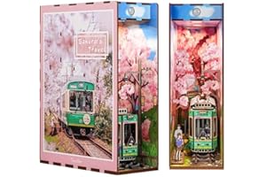Tonecheer Zestaw "zrób to sam" Book Nook Kit Sakura's Travel zestaw modelarski, drewniane puzzle 3D dla dorosłych do budowy, miniaturowy zestaw domków dla lalek, zestaw do majsterkowania z