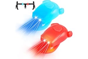 RoserRose 2 Stück Kinder Scooter Licht - LED Warnlicht für Kinderfahrrad, Wasserfestes Fahrradlicht Set mit Batterie - Inklusive Rote & Weiße Lichter - Ideal für Kinderroller, Laufrad und E-Scooter