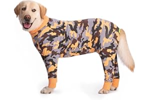 BT Bear Vêtements pour chien de grande taille, combinaison élastique pour protéger les articulations, anti-léchage, pyjama pour chien de taille moyenne et grande (4XL, camouflage orange)