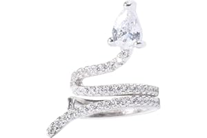 Happyyami 925 Silver Snake Clip on Earrings No Piercing Rhinestone Ear Jewelry for Women Party Wedding Accessory