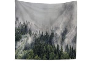 NUNUBEE Lihan Tapicería Tapiz Series forestales montaña Indian bohemio Elefante Hippie Mandala Pared estampado floral Decoración Naturaleza Picnic diseño psicodélico, Bosque 2 150 * 200cm/59 * 79inch