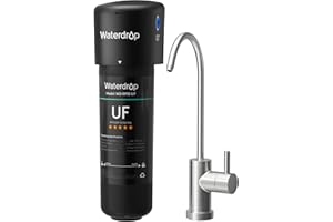 Waterdrop Under Sink Water Filter System, 10UB-UF, 0.01 Micron Ultra Filtration Under Drinking Water Meter, with Dedicated Stainless Steel Faucet, 11000 Galones