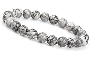 GD GOOD.DESIGNS EST. 2015 GOOD.designs ® Bracelet pierre naturelle de chakra (jaspe 8 mm) Bracelet en jade pour homme et femme