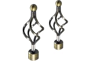 Your Home Online Metal Curtain Pole Rod Pack of 2 Finials/Ends for 19mm 28mm Diameter Poles Antique Brass (Set Of 2 Roma Finials, 28mm)