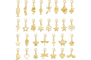 nbeads 30 Stk. Legierung Anhänger Dekoration, Tibetische Stile Baumeln Metall Charms mit Karabinerverschluss für Stitch Marker Ohrringe Halskette Schmuck Handwerk