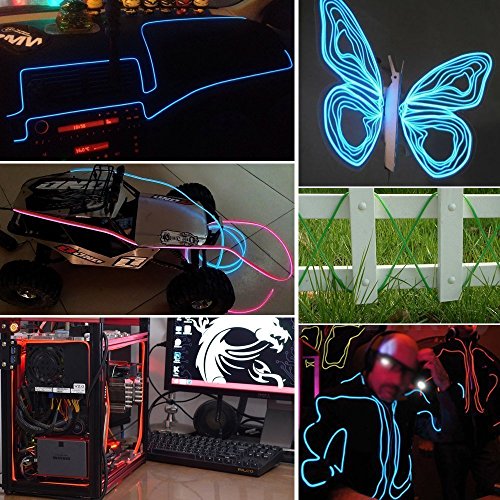 B-right 5m Neon Beleuchtung EL Wire EL Kabel für Weihnachten, Partys,Halloween Kostüm, Auto Fahrrad beleuchtet flexibles Streifen, Rot - 4