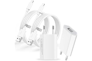 HOSOW Chargeur iPhone et Câble iPhone 2M/Lot de 2, [Certifié Apple MFi] Chargeur USB Prise Adaptateur Prise Secteur USB et Cable Lightning pour Apple iphone 14/13/12/11 Pro Max/XS/XR/X/8/7/6/5/SE