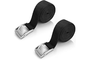 LOOKKA 2 Cinghie di Tensione da2.5cmx3 m, Cinghia di Ancoraggio Regolabile con Serratura, cinghie con Cricchetto, Robusta Cinghia a Cricchetto, Per auto, Bicicletta, Carrello, Moto, Bagagli, Campeggio (nero)