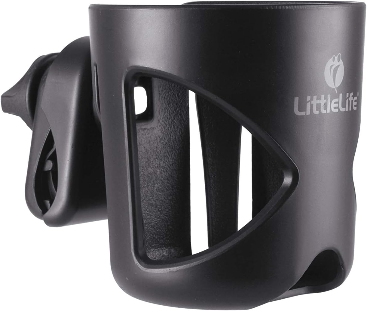 LittleLife Buggy And Pushchair Universal Cup Holder Adjustable Bottle Organiser for Stroller, Drink and Coffee Cup Holder, Black