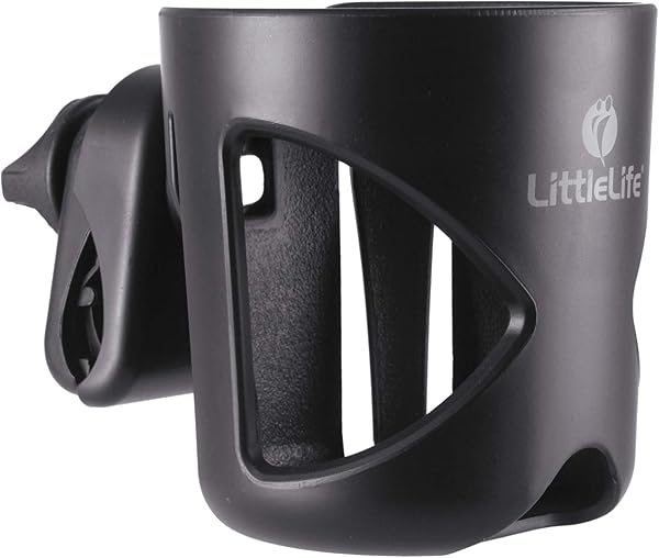 LittleLife Buggy And Pushchair Universal Cup Holder Adjustable Bottle Organiser for Stroller, Drink and Coffee Cup Holder, Black - 1