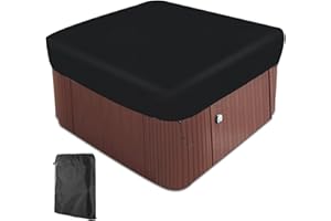 JUDANNA Housse de protection carrée imperméable en tissu Oxford 420D pour spa extérieur, imperméable, anti-poussière et résistante aux UV, pour jacuzzi, noir, 200 x 200 x 25 cm