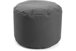 ‎MOKEBO mokebo® Outdoor Pouf o. Hocker 60x40cm Anthrazit für Balkon & Garten 'Der Ruhestifter' Sitzhocker rund, Bodenkissen, Fußhocker, Sitzpouf, Puff, Beistelltisch m. EPS-Perlen Füllung, Indoor geeignet