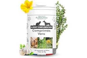 Floralpina - Complexe vers- Vermifuge Naturel pour Animaux (Chien et Chat) 100% Naturel (120 comprmés)