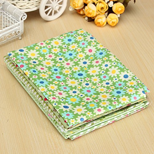 KING DO WAY 8 Stueck Stoffpaket Baumwollstoff Patchwork Stoffe Baumwolle Stoffreste Paket Baumwolle tuch Gruen 45cm x 45cm - 4
