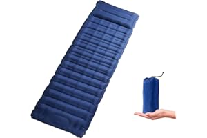 I LITTON Matelas de Camping Gonflable d'une épaisseur de 12CM avec Oreiller, Matelas de Camping avec Pompe à Pied, Matelas Gonflable Ultraléger pour Camping, Tente, Randonnée, Bleu Foncé