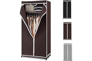 HOMASIS Armoire en Tissu Pliable et Peu encombrante avec Housse Anti-poussière, Armoire de Chambre verrouillable avec Fermeture éclair pour Chambre, Salon, 74 x 50 x 172 cm